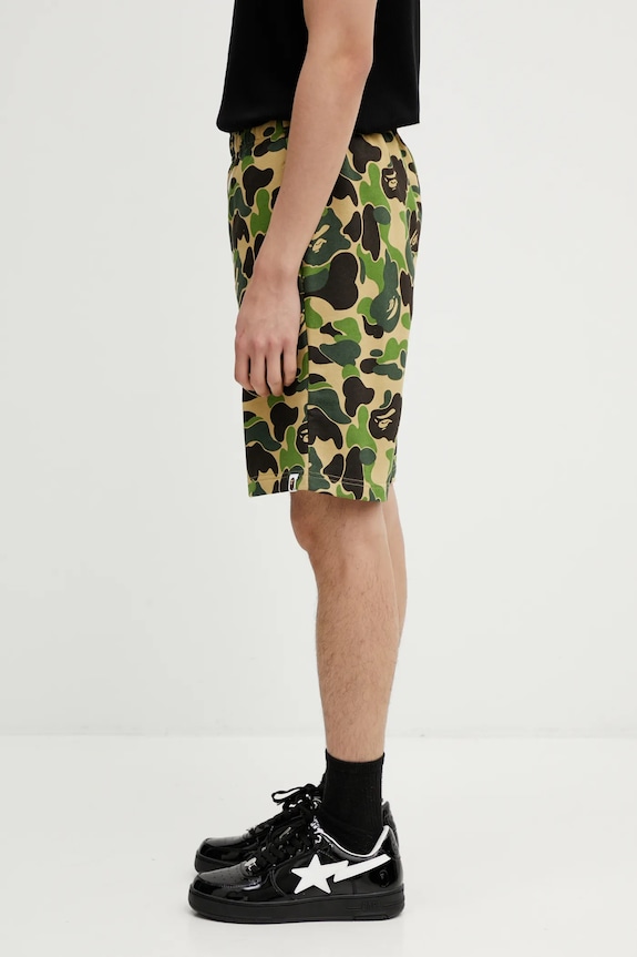 Βαμβακερό σορτσάκι A Bathing Ape ABC Camo Shark 001SPL301010M πράσινο SS26