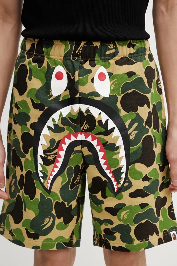 Βαμβακερό σορτσάκι A Bathing Ape ABC Camo Shark πράσινο 001SPL301010M