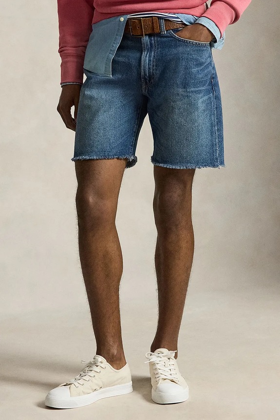 Rifľové krátke nohavice Polo Ralph Lauren bavlna modrá 710P08147