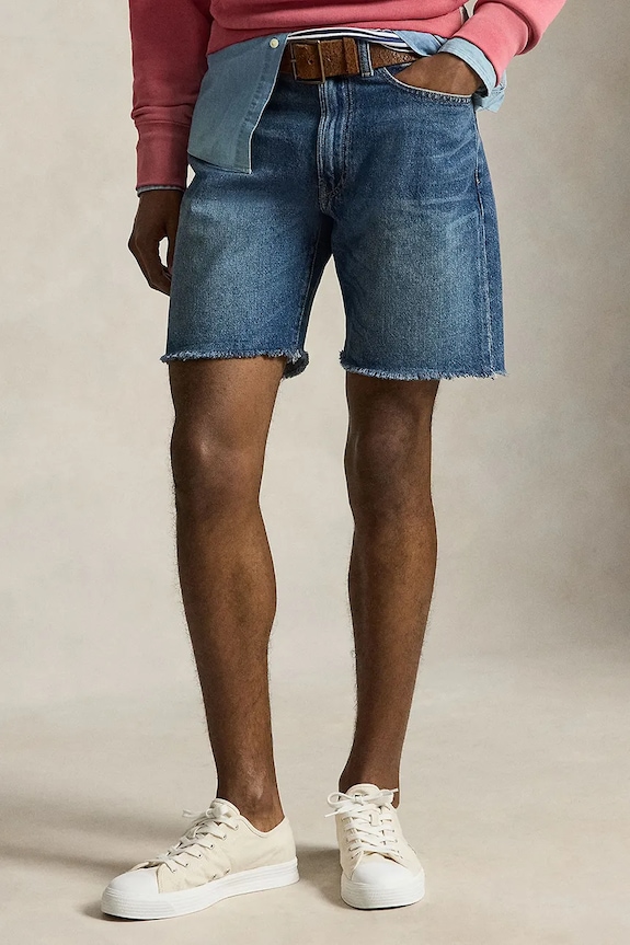 Rifľové krátke nohavice Polo Ralph Lauren bavlna modrá 710P08147