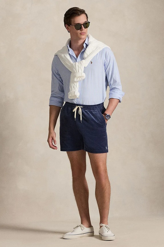 Ρούχα Polo Ralph Lauren σορτς Ανδρικά βαμβακερά 710P08204 σκούρο μπλε