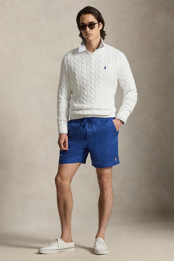 Oblečení Polo Ralph Lauren šortky pánské bavlněné 710P08205 modrá
