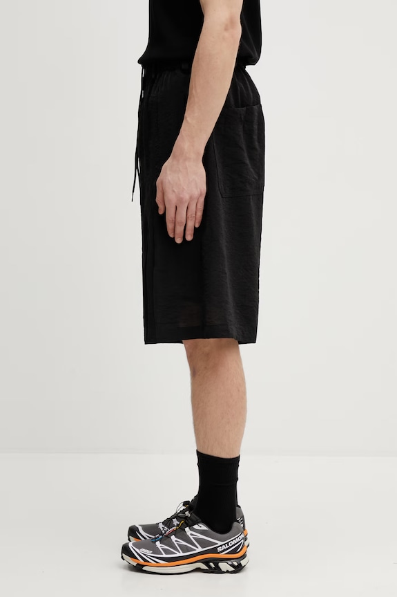 Шорты с примесью льна Y-3 CV PLT SHORT KS7639 чёрный SS26