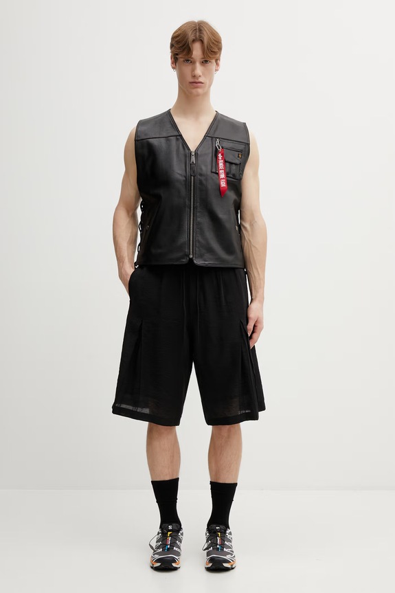 Шорты с примесью льна Y-3 CV PLT SHORT KS7639 чёрный
