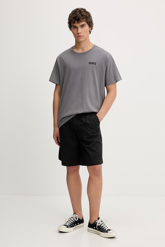 Pamučne kratke hlače Levi's BAGGY PLEATED 0057P crna SS26