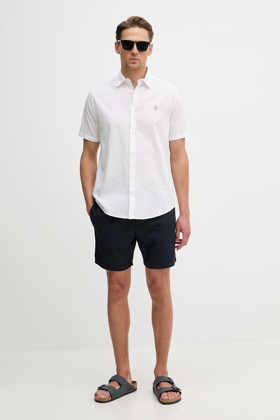Σορτς με προσθήκη λινού U.S. Polo Assn. LINEN DECK MUP3552 σκούρο μπλε SS26