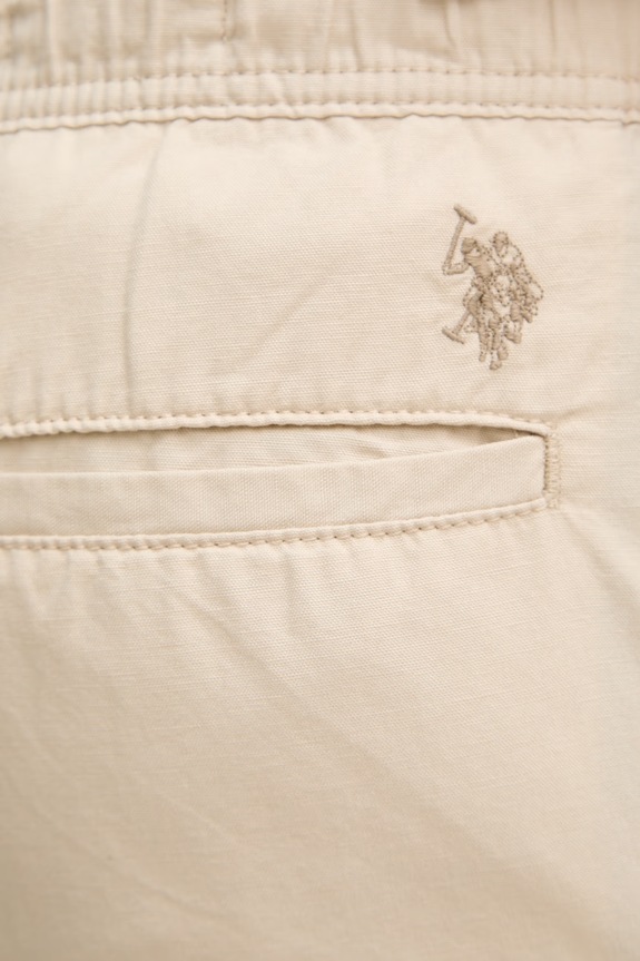 Kratke hlače s dodatkom lana U.S. Polo Assn. LINEN DECK bež MUP3552