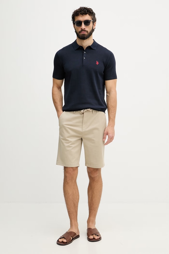 U.S. Polo Assn. kratke hlače za muškarce s pamukom USPA COMFORT WAIST CLASSIC CHINO MUP4696 bež SS26