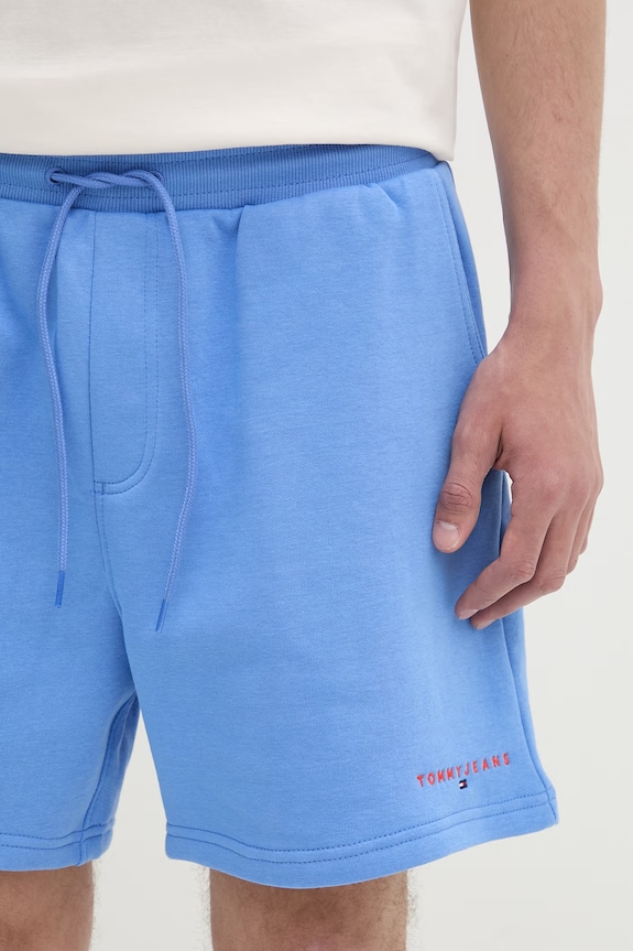 Tommy Jeans teplákové šortky pánske s bavlnou modrá DM0DM22697