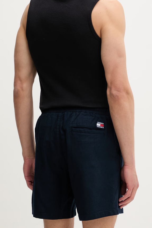 Odzież Tommy Jeans szorty męskie z lnem DM0DM22825 granatowy