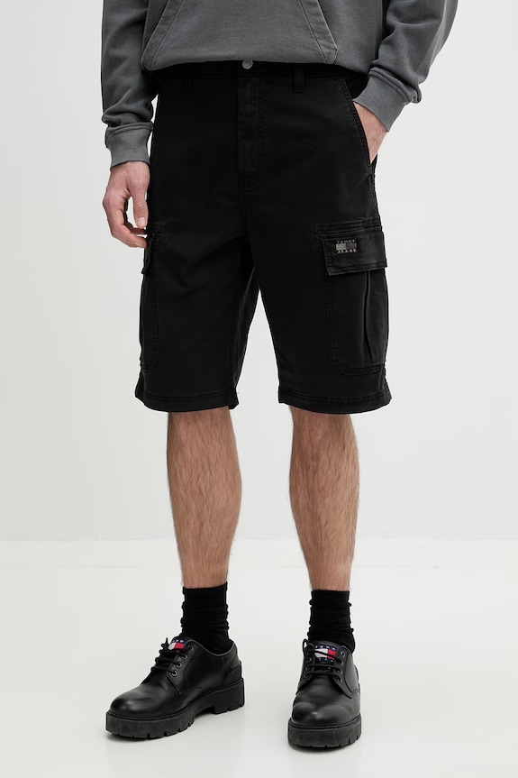 Tommy Jeans pantaloncini cargo da uomo con cotone nero DM0DM22831