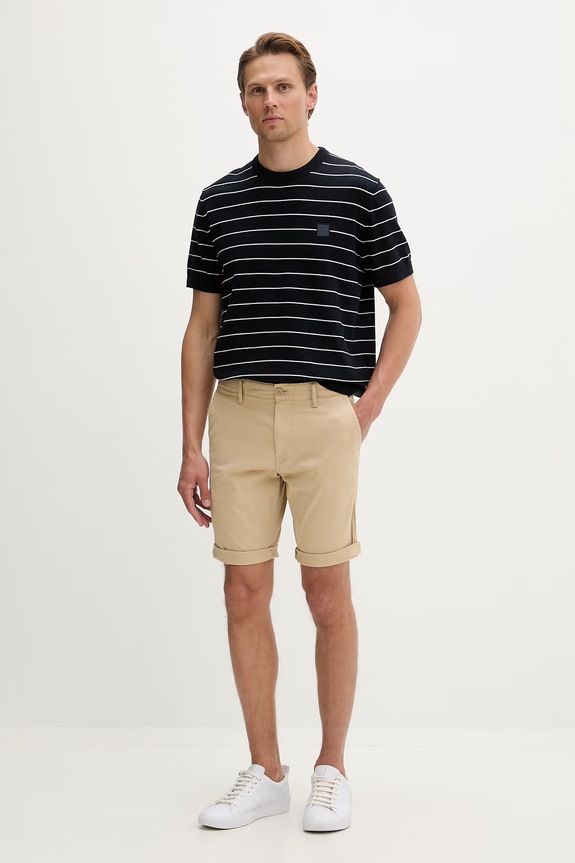 Tommy Jeans σορτς ανδρικά βαμβακερά με ελαστάν DM0DM22852 μπεζ SS26
