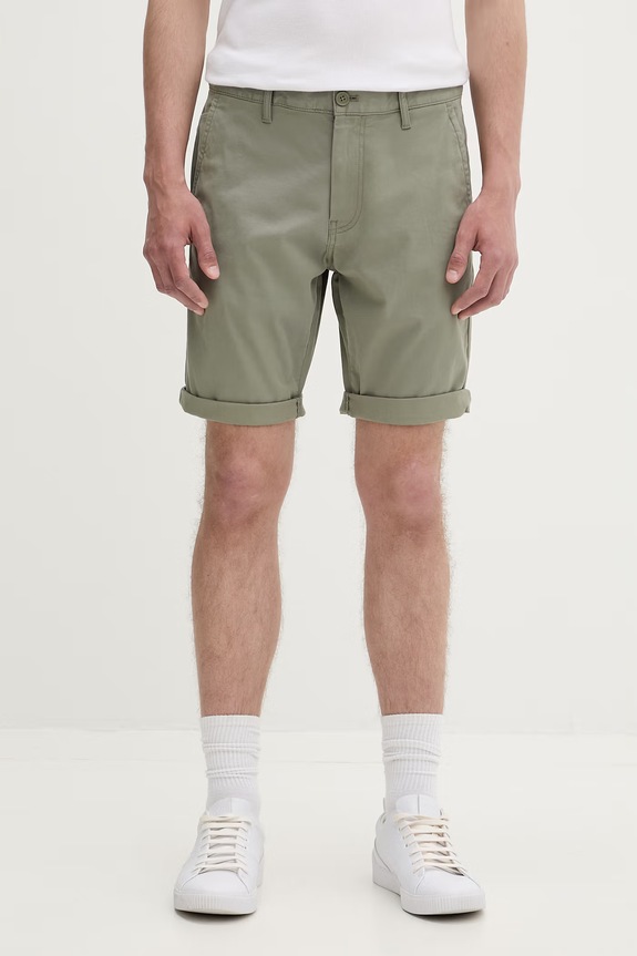 Tommy Jeans šortky pánske bavlnené s elastanom zelená DM0DM22852