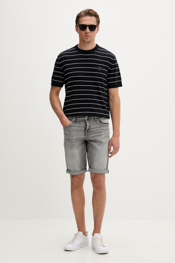 Tommy Jeans szorty męskie bawełniane z elastanem DM0DM22975 szary SS26