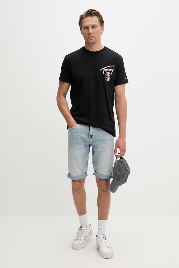 Tommy Jeans férfi rövidnadrág pamut elasztánnal DM0DM22978 kék SS26