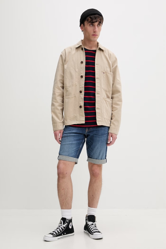 Tommy Jeans šortky pánske rifľové DM0DM22980 tmavomodrá SS26