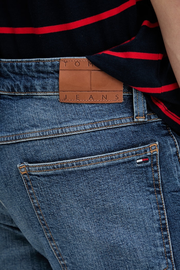 Tommy Jeans šortky pánske rifľové tmavomodrá DM0DM22980