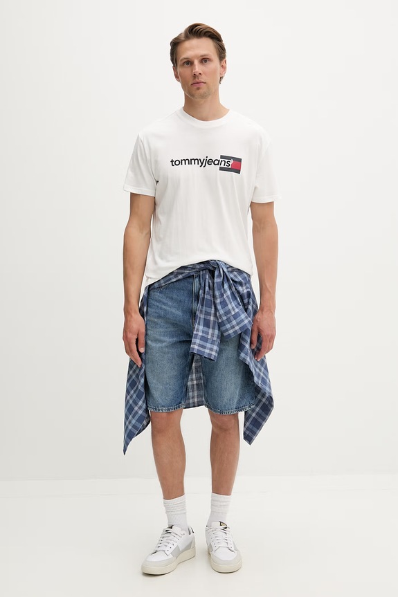 Tommy Jeans szorty męskie jeansowe DM0DM22991 niebieski SS26