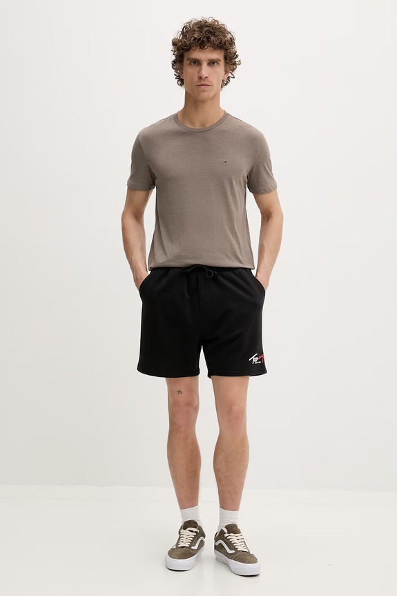 Tommy Jeans pantaloncini da tuta da uomo in cotone DM0DM23017 nero SS26