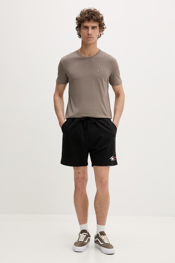 Tommy Jeans pantaloncini da tuta da uomo in cotone DM0DM23017 nero SS26