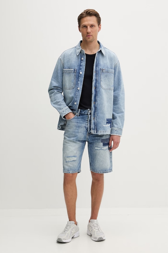 Tommy Jeans šortky pánske rifľové DM0DM23065 modrá SS26