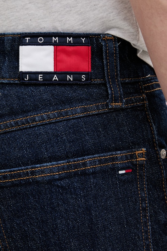 Tommy Jeans šortky pánske rifľové tmavomodrá DM0DM23067