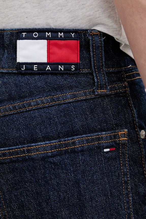 Tommy Jeans šortky pánske rifľové tmavomodrá DM0DM23067