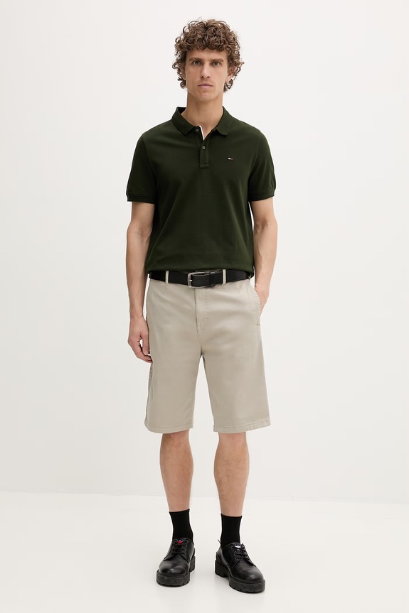 Tommy Jeans šortky pánske bavlnené s elastanom DM0DM23068 béžová SS26