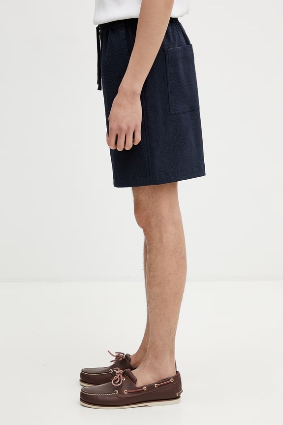 Maison Kitsuné pantaloni scurți din bumbac cu elastan bărbați QM01401WC5082 bleumarin SS26