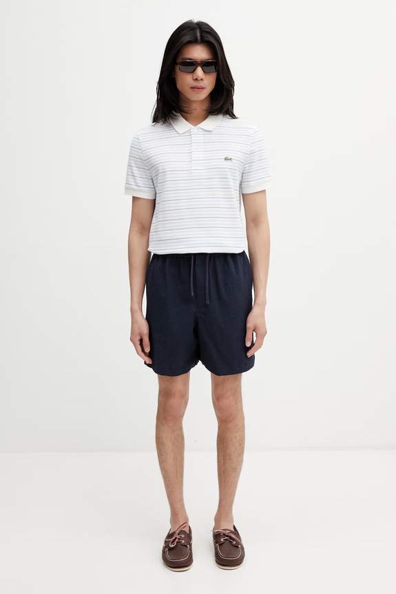 Maison Kitsuné pantaloni scurți din bumbac cu elastan bărbați QM01401WC5082 bleumarin