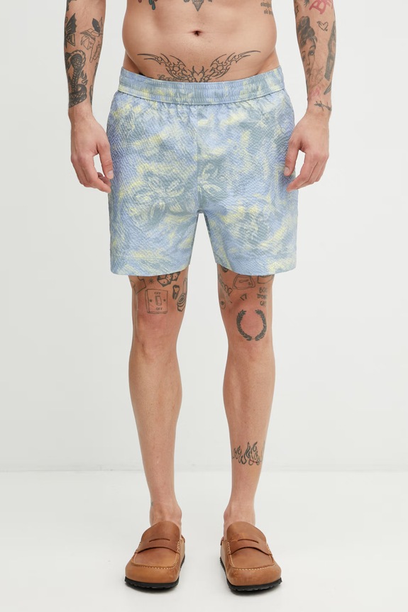 Maison Kitsuné Pantaloni scurți de baie pentru bărbați albastru QM01407WQ4087