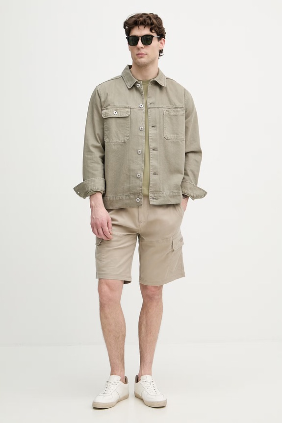 Aeronautica Militare pantaloni scuți cargo pentru bărbați BE0285UCT04301 bej SS26