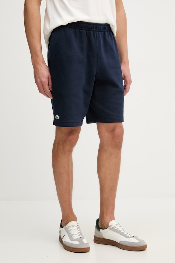 Pánske teplákové bavlnené šortky Lacoste tmavomodrá GH0788
