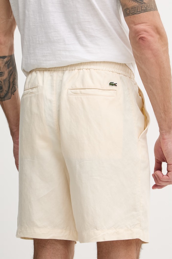Abbigliamento Lacoste pantaloncini da uomo con lino GH2628 beige