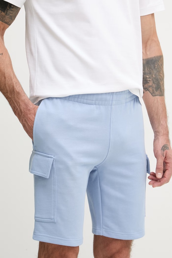 Lacoste pantaloni scurți de trening bărbați din bumbac bumbac albastru GH9743