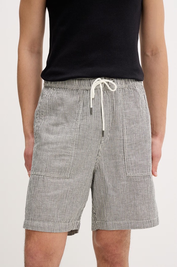 Guess Jeans pantaloni scurți bărbați cu adaos de in gri M6GD56.WO551
