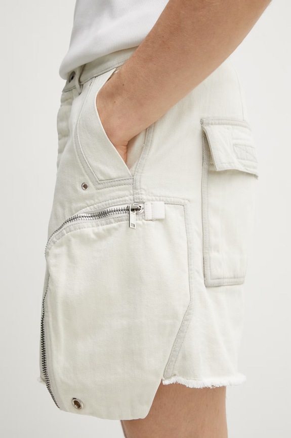 Rick Owens DRKSHDW Bauhaus pantaloni scurți din bumbac pentru bărbați bej DU01F4350.DMW