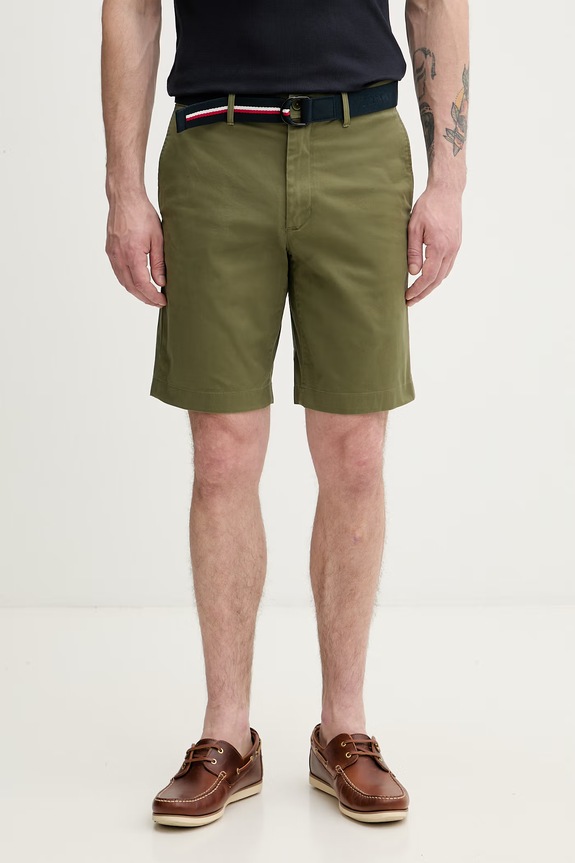 Tommy Hilfiger šortky pánske bavlnené s elastanom zelená MW0MW42349