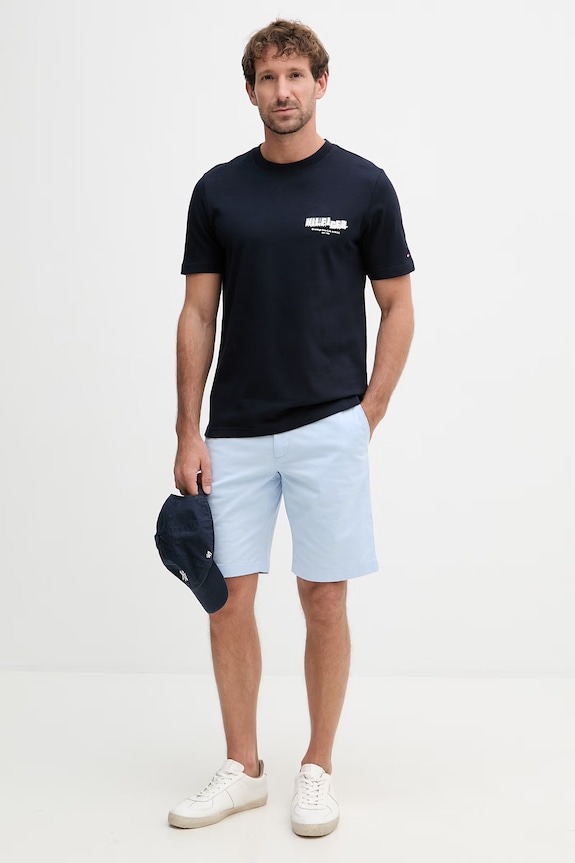 Tommy Hilfiger σορτς Ανδρικά βαμβάκι με ελαστάν MW0MW42351 μπλε SS26