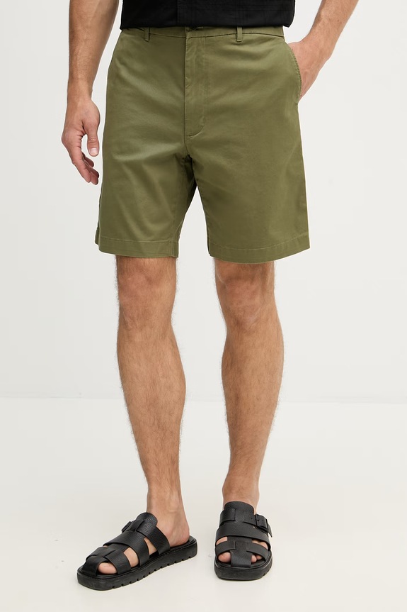 Tommy Hilfiger šortky chino pánske bavlnené s elastanom zelená MW0MW42352