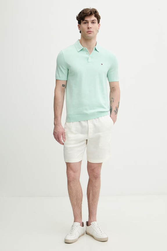 Tommy Hilfiger σορτς Ανδρικά με λινό MW0MW44353 μπεζ SS26