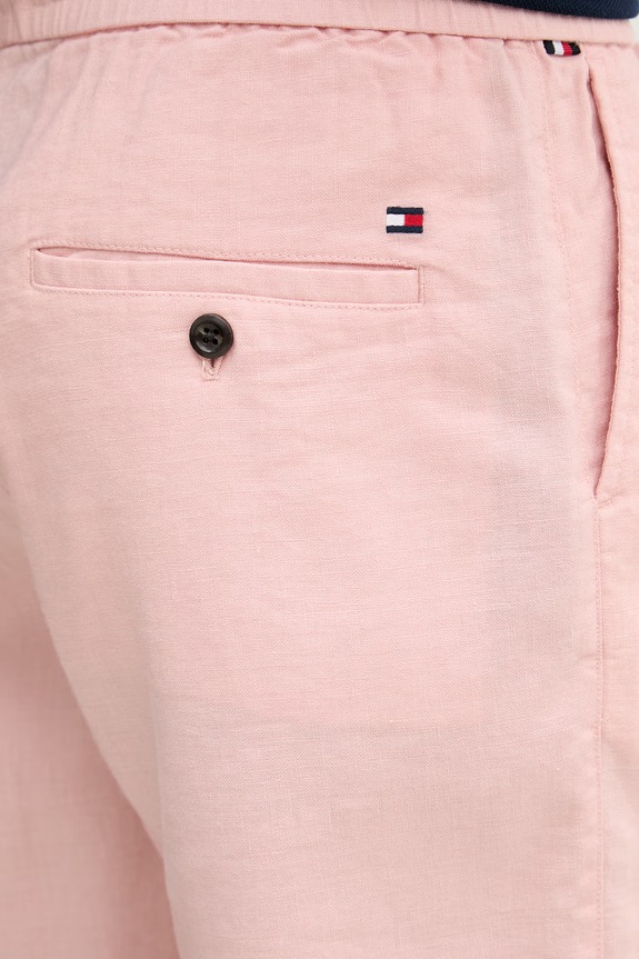 Tommy Hilfiger kratke hlače muške s lanom roza MW0MW44353