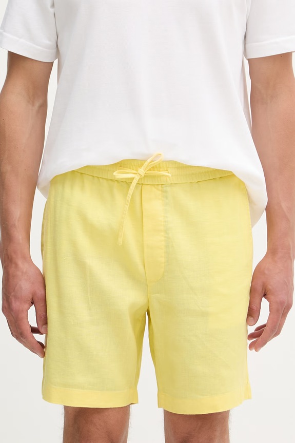 Tommy Hilfiger šortky pánske s ľanom žltá MW0MW44353