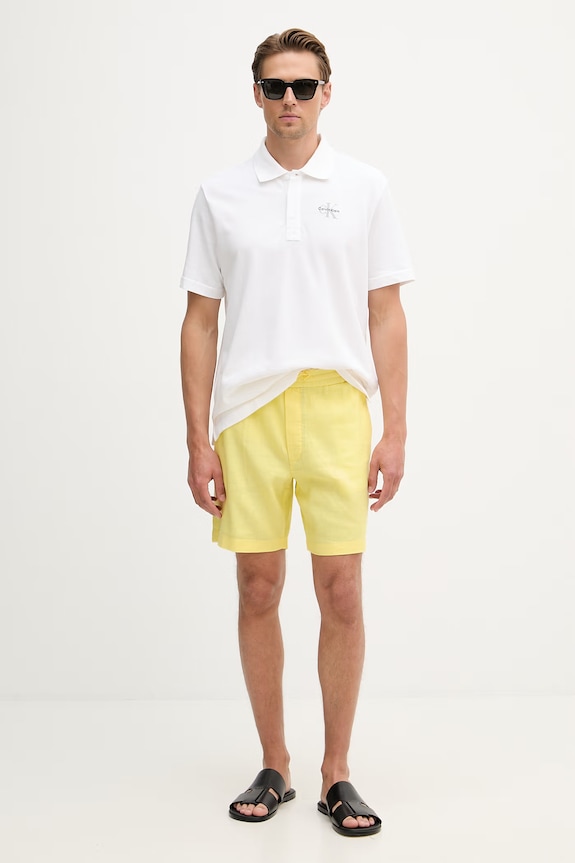 Tommy Hilfiger σορτς Ανδρικά με λινό MW0MW44353 κίτρινο SS26