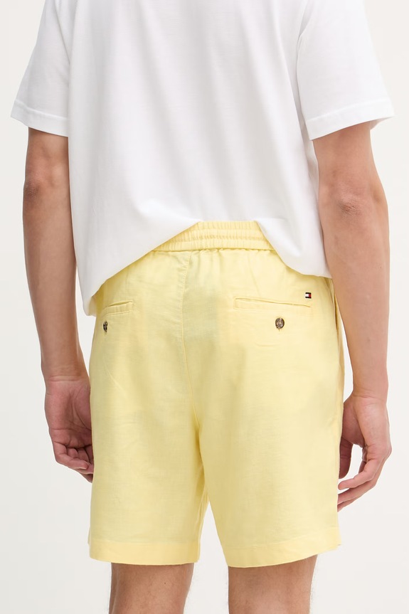Oblečenie Tommy Hilfiger šortky pánske s ľanom MW0MW44353 žltá