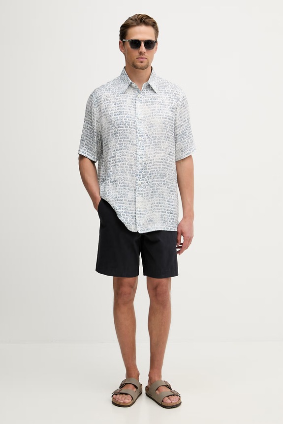 Armani Exchange šortky dámske s bavlnou XM002099.AF22547 tmavomodrá SS26