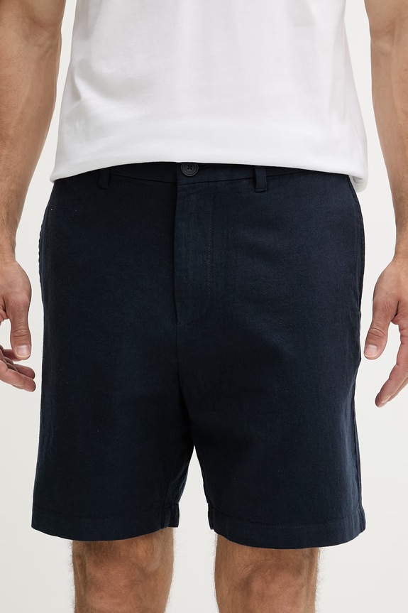 Armani Exchange šortky pánske s ľanom tmavomodrá XM002294.AF22842