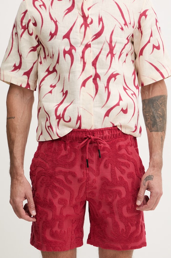 OAS pantaloni scurți pentru bărbați, cu bumbac rosu 201002.3004
