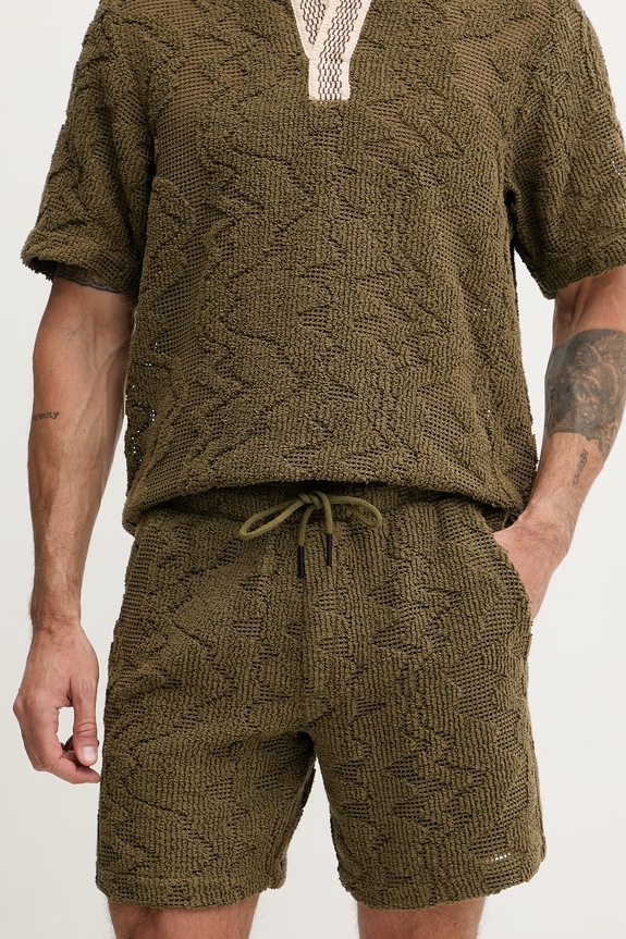 OAS pantaloni scurți de trening pentru bărbați, cu bumbac verde 5013.03