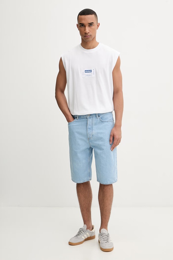 HUGO Blue szorty męskie jeansowe Skate shorts 50555994 niebieski SS26